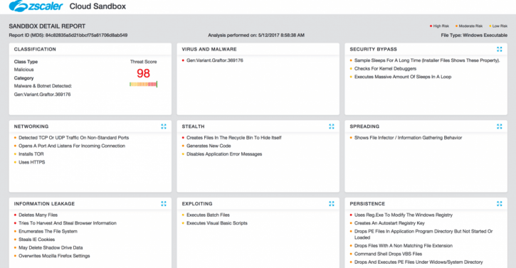 Zscaler Cloud Sandbox report